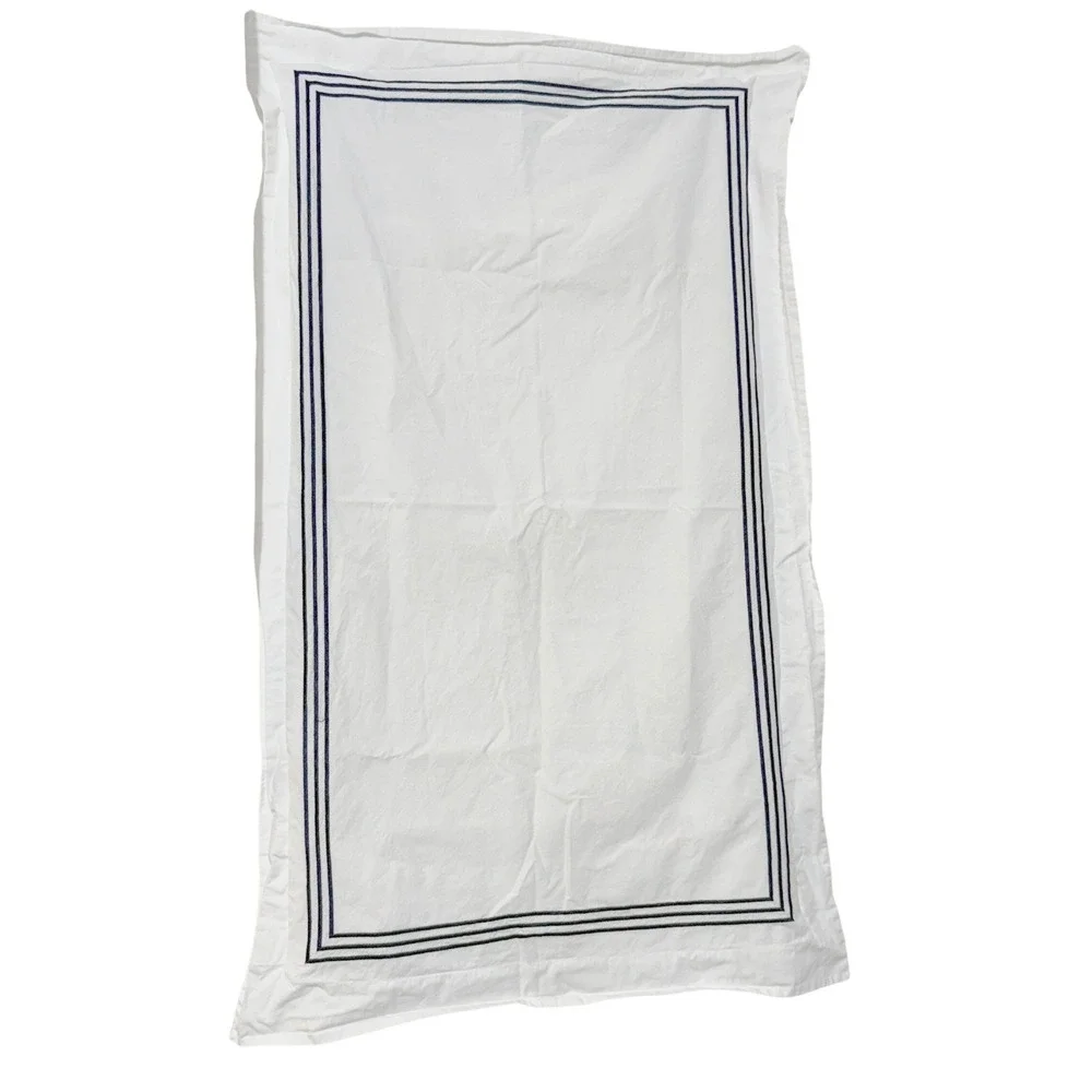 Pottery Barn Grand Organic Percale King Duvet Set Sham‎ Pillowcases White Navy